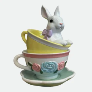Coelho com Xícara 15cm