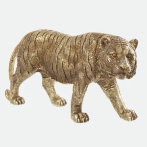 Escultura Decorativa Poliresina Tigre (Dourado) 11,3X24,2X7,4cm