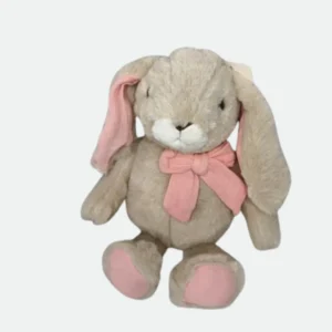 Coelho em Pelúcia Bege c/ Rosa 20cm