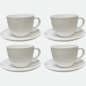 Conjunto De Xícaras Com Pires Odessa 210ml 8 Peças Cerâmica