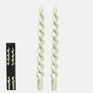 Kit Com 2 Velas Torcidas 35cm ( Champanhe )