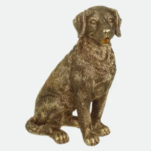 Escultura Decorativa Poliresina Cachorro Sentado Dourado17,2X12,7X8,1cm
