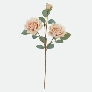 Haste de Rosa Artificial Toque Real Creme Outono – 52cm Decoração Luxo