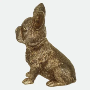 Escultura Decorativa Poliresina Cachorro Sentado ( Dourado) 15,8X12,8X8,1cm