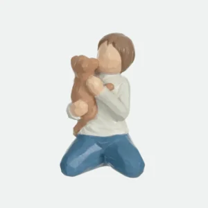 Escultura Decorativa em Resina Menino com Cachorro - 8cm