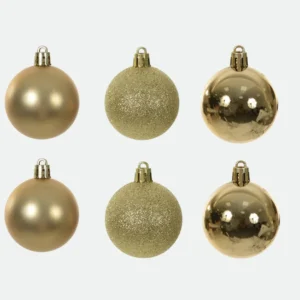 Kit 6 Bolas de Natal Mistas Douradas Premium 8cm – Florarte