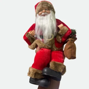 Papai Noel Tradicional Natal Sentado (Vermelho e Bege) 30cm