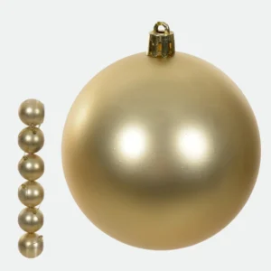 Jogo de Bolas de Natal Foscas Douradas em Tubo – 6 Unidades (8 cm)