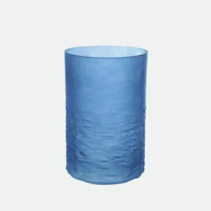 Vaso decorativo em vidro rústico cor azul 22x20,5cm - Flor Arte