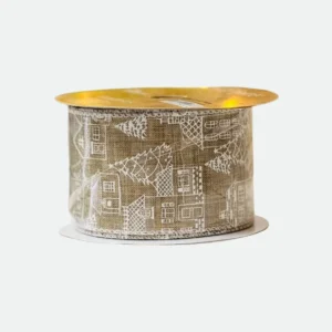 Fita Aramada Linho Bege Branco - 6,3cmx9,14m