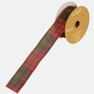 Fita Aramada Tecido Natal Xadrez C/Costura (Vermelho e Verde) 3,8cmX9,14m