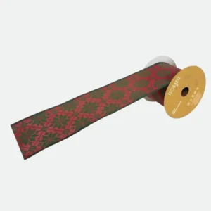 Fita Aramada Natal Vermelho Verde Floco Neve Linho 6,3cmx9,14m