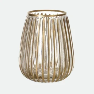 Vaso Vidro Listrado Dourado P