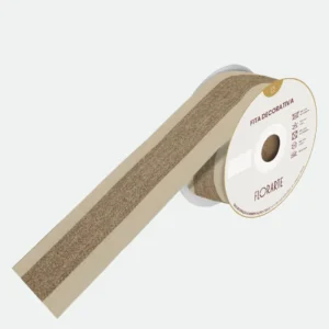 Fita Aramada Linho C/ Costura ( Bege e Dourado ) 6,3cmX9,14m