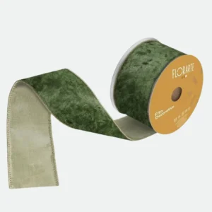 Fita Aramada Veludo C/Costura (Verde Musgo Dourado) 6,3cmX9,14m