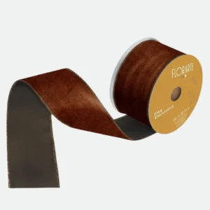 Fita de Natal Aramada Veludo Marrom 6,3cmX9,14m - Florarte