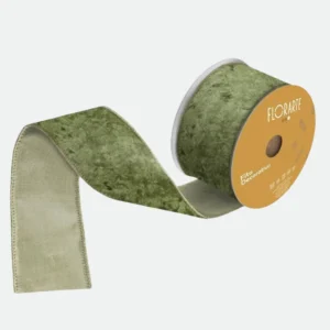 Fita Aramada Em Veludo Verde Oliva 6,3cmX9,14m Florarte