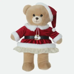 Boneco Natal Urso Decorativo Fêmea (Vermelho e Branco) 40cm-Florarte