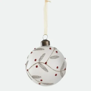 Bola de Natal em Vidro Borossilicato Decorada Fosca 8cm
