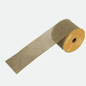 Fita Aramada Juta C/ Glitter ( Crú e Dourado) 6,3cmX9,14m