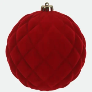 Bola de Natal Gigante Aveludada Vermelha com Relevo Matelassê 15cm