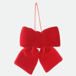 Laço de Natal Aveludada Vermelho Duplo para Pendurar 12cm