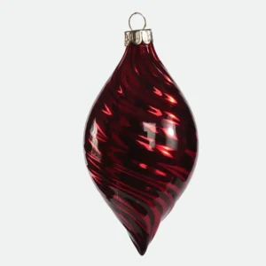 Enfeite de Natal de Vidro Gota Espiral Vermelho 13X6cm - Florarte