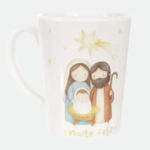 Caneca em Melamina Natal Sagrada Família – "Noite Feliz" (350ml) 11X8cm