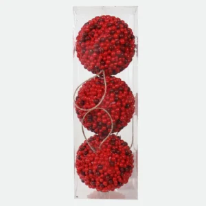 Bola Decorativa de Natal Cerejinha 10cm (Kit com 3 Unidades)