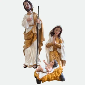Sagrada Família em Resina Branco e Dourado 29cm - Florarte