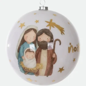 Bola Natalina Sagrada Família Infantil 15cm Branca - Florarte