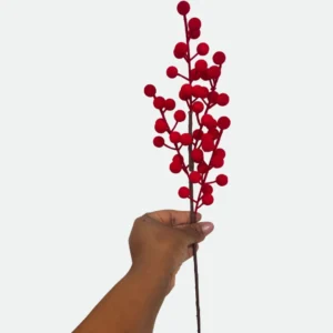Haste Natalina Decorativa Berrys em Veludo 44cm