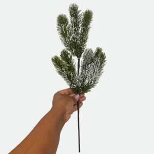 Galho Natalino Tradicional de Pinheiro com Efeito Nevado 49cm