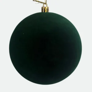 Bola Natalina de Veludo Unitária Verde 12cm