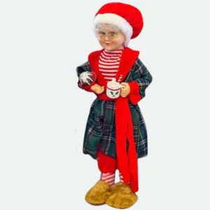 Enfeite Natalino Mamãe Noel c/ Roupão e Pantufas 45cm